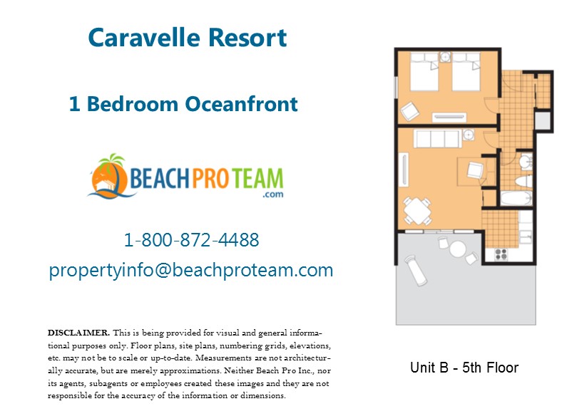 Caravelle Resort Floor Plan B - 1 Bedroom Oceanfront 1st - 4th Floor